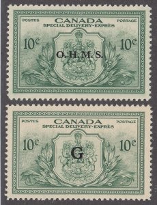 Canada B.O.B. EO1, EO2 Mint Overprinted Official Stamps