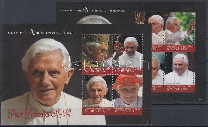 Micronesia stamp 85 anniversary of XVI. Pope Benedict block pair MNH WS125365