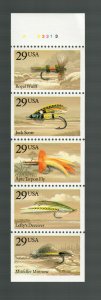 2545-49 Fishing Flies Strip W/P#23213 from 1991 HIGH CAT $49.+ MNH (10)