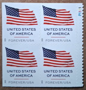 US #6020 (73c) U.S. Flag MNH APU booklet block of 4 plate #P1111 (2025)
