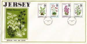 Jersey 1972 Wildflowers,  set of 4 on FDC