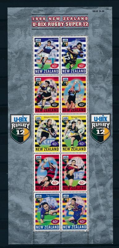 [25166] New Zealand 1999 Sports Rugby Super 12 sheet MNH