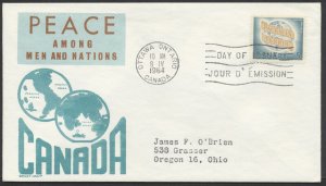 1964 #416 World Peace FDC Cachet Craft/Ken Boll Cachet Ottawa