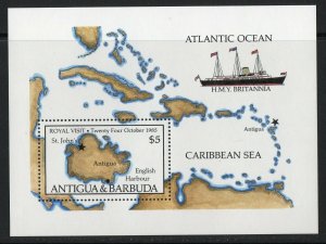 Thematic stamps ANTIGUA 1985 RV  SHIP/MAP MS968 mint