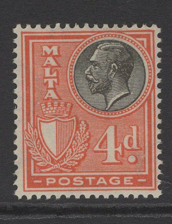 MALTA SG163 1926 4d BLACK & RED MTD MINT