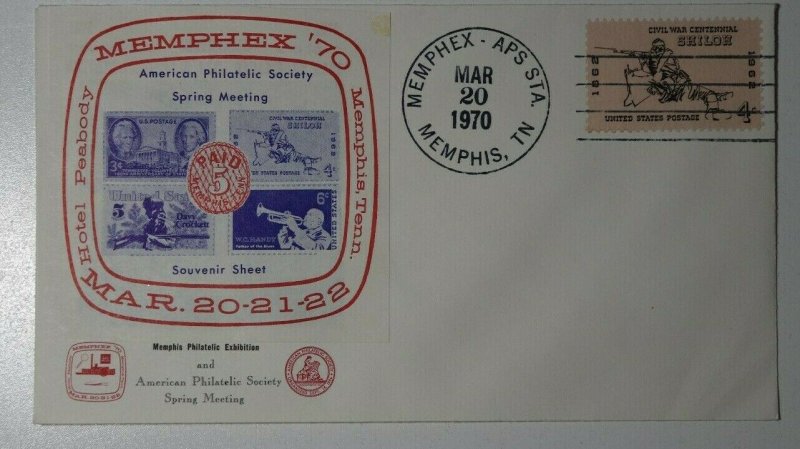 MEMPHEX APS Sta Memphis TN 1970 Spring Meeting Philatelic Expo Label Cachet