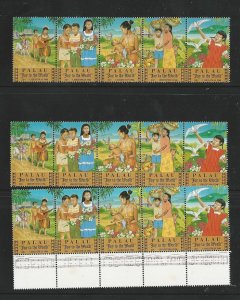 Palau, Postage Stamp, #121a, 253a 3 Strips of Each Mint NH, 1986-90