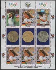 Paraguay 1989 unused Sc C765 30g Steffi Graf, tennis Sheet of 4 + labels