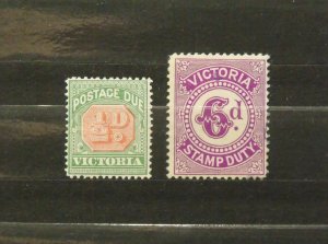 7966   Victoria   MH # J15, and Stamp Duty 6d                  CV$ 14.50