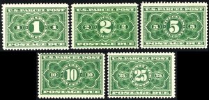 JQ1-5, Mint LH 1¢-25¢ - Parcel Post Set SCV $257.00 -- Stuart Katz