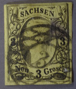 German States Saxony #12 Used VF Braided Circle w/ Numeral '3'