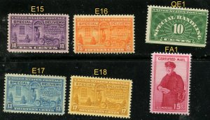 E15-16-17-18, QE1, FA1 **Mint Never Hinged*⭐⭐⭐⭐⭐⭐