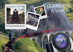 2014 MOZAMBIQUE  MNH. STEAM TRAINS   |  Michel Code: 7664 / Bl.972