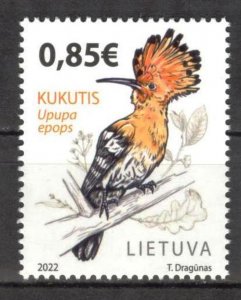 Lithuania 2022 Red Book Birds Hoopoe MNH