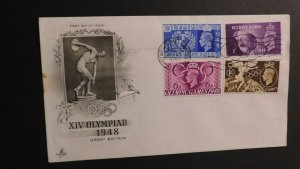 1948 England Cover From Olympic Games FDC First Day of Issue XIV Olympiad