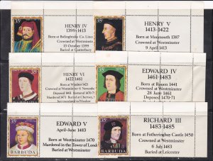 Barbuda # 43-79, English Monarchs with Labels, Unused