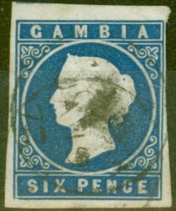 Gambia 1869 4d Dp Blue SG3 Fine Used