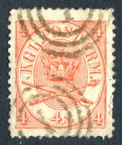 Denmark 1864. 4sk red. Used. SG28.