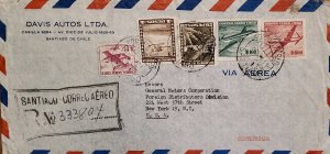 J) 1961 CHILE, AIRPLANE, REGISTERED, MULTIPLE STAMPS, AIRMAIL, CIRCULATED COVER,