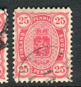 FINLAND; 1875-81 classic Helsingfors print issue used Shade of 25p.