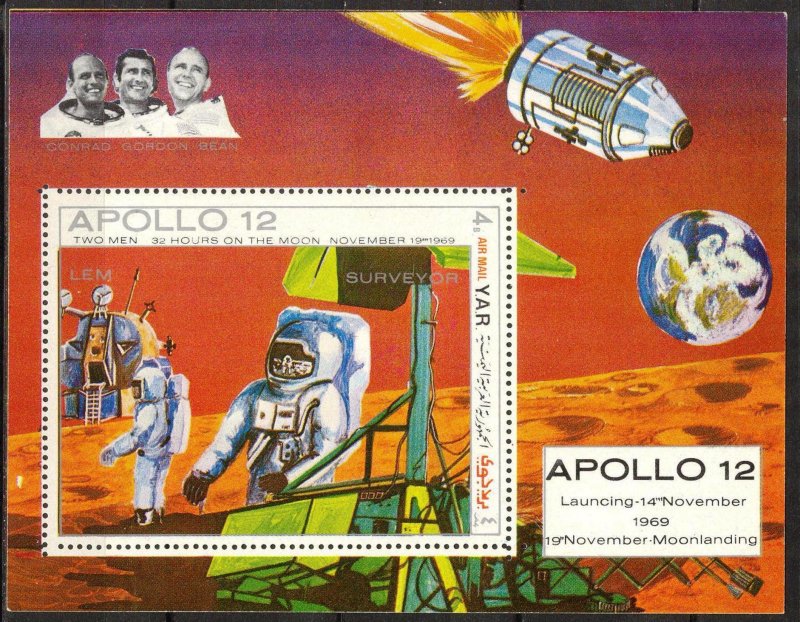 {Y068} Yemen 1970 Space Apollo 12 S/S MNH** Mi.:Bl.129 12,00Eur