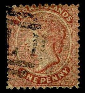 1867 Turks Islands #4 QV Watermark 5 - Used - Fine - CV$57.50 (ESP#3340)