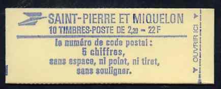 Booklet - St Pierre & Miquelon 1986 Liberty 22f bookl...