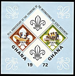 Ghana 465, hinged, 65th Anniversary of Boy Scouts souvenir sheet
