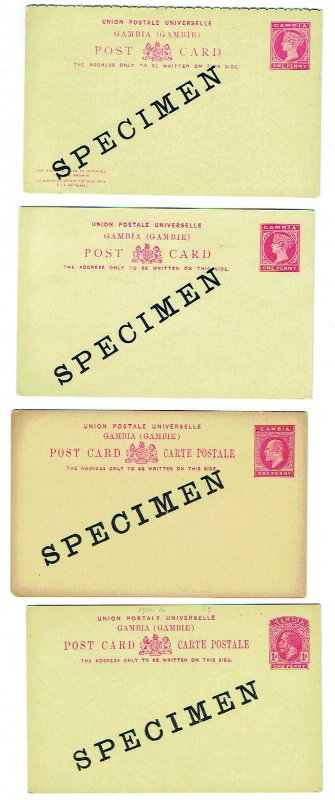 GAMBIA SPECIMEN Overprints on eight Queen Victoria reply - 41547