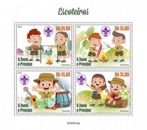 St Thomas - 2020 Boy & Girl Scouts - 4 Stamp Sheet - ST200516a