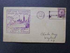 US 1932 SS Manhattan First Voyage Cover / SS Manhattan CDS - Z7375