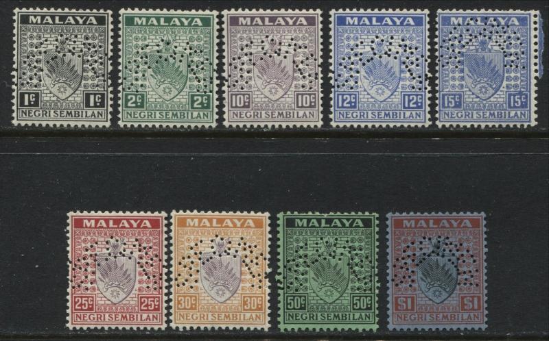 Malaya Negri Sembilan 1935 9 stamps to $1 perforated SPECIMEN (JD)