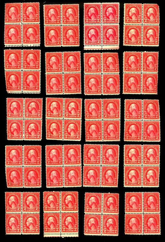 U.S. #554 MINT SET OF BLOCKS OG/NH/LH/HR