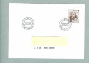 Sweden.  FDC 1978 . Brown Bear.  Engraver CZ  Slania. Addressed.