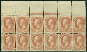 EDW1949SELL : USA 1873 Sc #O85 MOG Very Scarce Imprint Blk of 12 PSAG Cat $4,000 