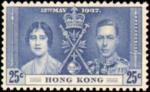 Hong Kong #151-153, Complete Set(3), 1937, Hinged