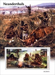 Sierra Leone - 2022 Neanderthals on Stamps - Stamp Souvenir Sheet - SRL220647b