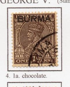 Burma 1937 GV Early Issue Fine Used 1a. Optd 228483