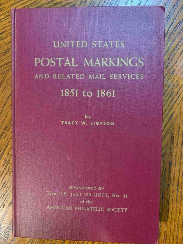 US Postal Markings 1851-1861 by Simpson 1959, Stamp Philately Book