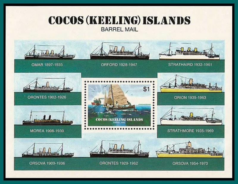 Cocos 1984 Barrel Mail, MS MNH  #114,SGMS114