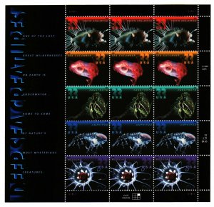 US.#3439-3443 DEEP SEA CREATURES - PANE OF 15 OGNH - VF - CV$17.50 (E#H340)