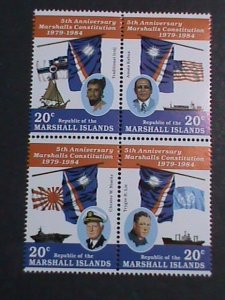 ​MARSHALL ISLAND-1984 SC# 62a  5TH ANNIV: CONSTITUTION-BLOCK MNH VF LAST ONE
