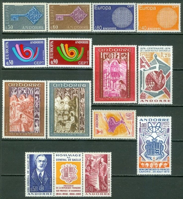 FRENCH ANDORRA : Nice Modern group with Better Europa. Very Fine, Mint OGLH