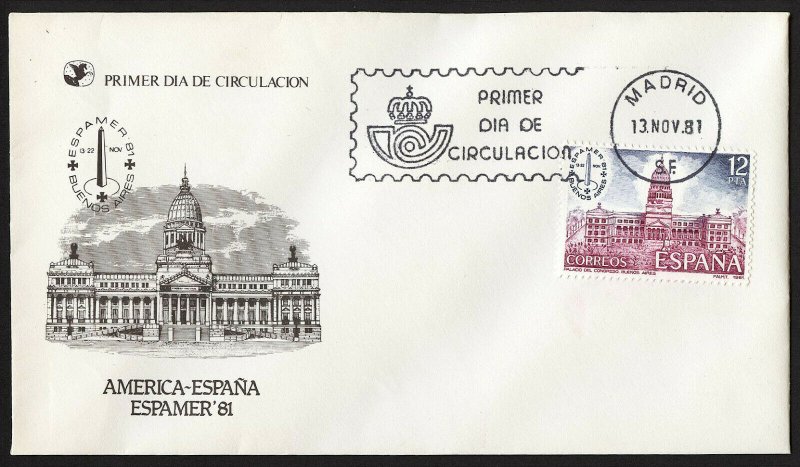 wc070 Spain 1981 America FDC first day cover ESPAMER '81