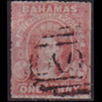 BAHAMAS 1861 - Scott# 2 Queen 1p Used perf.straight