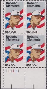2097 Roberto Clemente Plate Block MNH