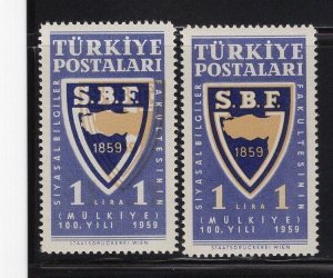 Turkey 1959 Political School Error Color Shifted MNH