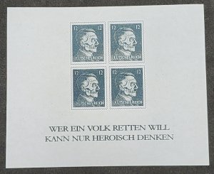 WW2 WWII German Third Reich Nazi Adolf Hitler Birthday Souvenir stamp Sheet