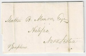 1830 private ship letter from New York to Halifax, NS., per schooner Josephine