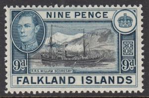 Falkland Islands KGVI 1938 9d Black Grey-Blue SG157 Mint Never Hinged